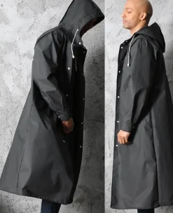 Eleganter dicker Unisex-Regenmantel mit Kapuze