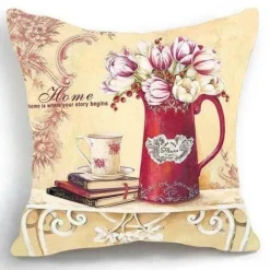 Eleganter Kissenbezug mit Blumenvase – luxuriöser Kissenbezug für die Inneneinrichtung