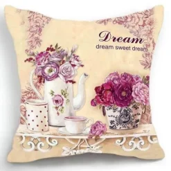 Eleganter Kissenbezug mit Blumenvase – luxuriöser Kissenbezug für die Inneneinrichtung