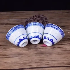 Elegantes blau-weißes Teetassen-Set aus Keramik – handgefertigtes Teezubehör