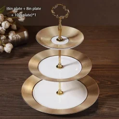 Elegantes Obstteller-Set aus Bone China mit Tortenständer – Buffetgeschirr