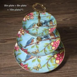 Elegantes Obstteller-Set aus Bone China mit Tortenständer – Buffetgeschirr