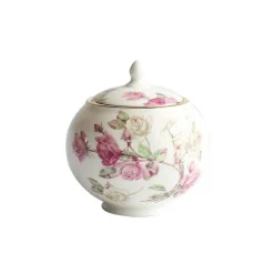 Elegantes Royal Rose Teeservice - Teekanne, Teetassen, Milchkännchen, Zuckerdose, Untertasse