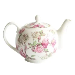 Elegantes Royal Rose Teeservice - Teekanne, Teetassen, Milchkännchen, Zuckerdose, Untertasse