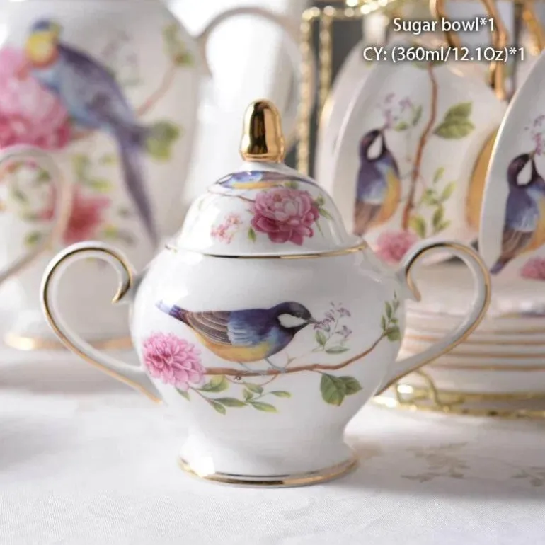 Elegantes Teeservice aus Bone China – inklusive Zuckerdose und Sahnegießer für die Unterhaltung