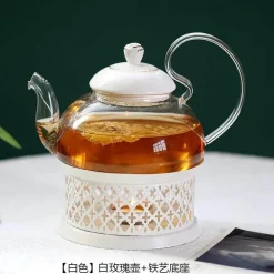 Elegantes Teeservice aus Porzellan mit Kerzenwärmer aus Glas – das perfekte Geschenk für Teeliebhaber