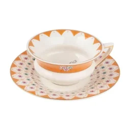 Elegantes Teetassen- und Untertassen-Set aus Bone China – Floral Coffee Essentials