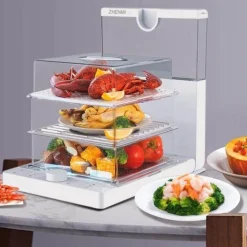 Elektrischer Dampfgarer mit großer Kapazität - Mehrschichtige, faltbare Kochbox