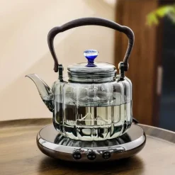 Elektrisches Teekannen-Set aus Klarglas – Moderner Wasserkocher mit Sieb