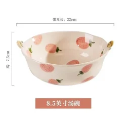 Erdbeer-Nudelschüssel aus Keramik – 20,3 cm, hübsches, verbrühungshemmendes, süßes Design