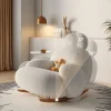 Ergonomic White Lounge Chair - Modern Fluffy Design