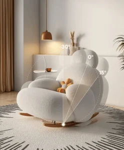 Ergonomic White Lounge Chair - Modern Fluffy Design