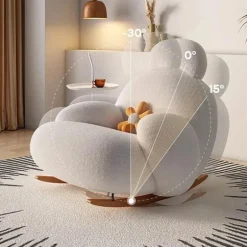 Ergonomic White Lounge Chair - Modern Fluffy Design