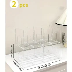 2er-Packung durchsichtiger Handtaschen-Organizer aus Acryl – Schrankteiler mit 4 Fächern