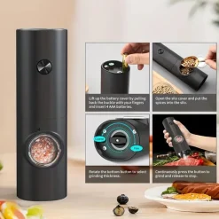 2er-Set elektrische Salz- und Pfeffermühlen – batteriebetrieben