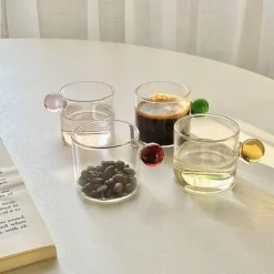 Espressotassen-Set aus Glas – 110 ml Kaffeebecher mit Untertassen