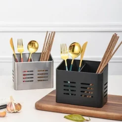 Essstäbchenhalter aus Edelstahl – Abtropfgestell mit 2 Gittern