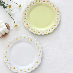 Essteller aus Keramik mit Gänseblümchenprägung – elegantes Blumengeschirr