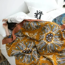 Ethnische Baumwolldecke & Überwurf – Boho Floral Gauze Sommerdecke