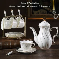 Europäisches Kaffeeservice aus Knochenporzellan – Tee und Kaffee aus Porzellan mit Goldeinlage