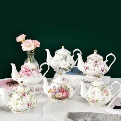 Europäisches Teekannenset aus Knochenporzellan – Hochwertiger Kaffeekessel aus Porzellan