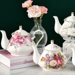 Europäisches Teekannenset aus Knochenporzellan – Hochwertiger Kaffeekessel aus Porzellan