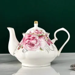 Europäisches Teekannenset aus Knochenporzellan – Hochwertiger Kaffeekessel aus Porzellan