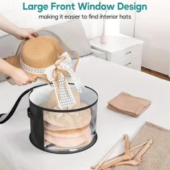 Extra große Hutaufbewahrungsbox – Robuster Kunststoff-Organizer mit transparentem Fenster