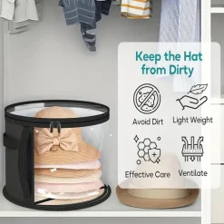 Extra große Hutaufbewahrungsbox – Robuster Kunststoff-Organizer mit transparentem Fenster