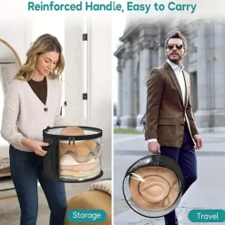 Extra große Hutaufbewahrungsbox – Robuster Kunststoff-Organizer mit transparentem Fenster