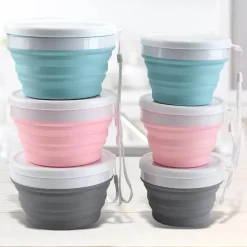 Faltbare Nudelschüssel aus Silikon mit Deckel – perfekt für die Küche im Freien