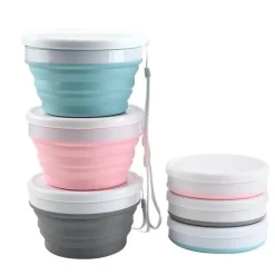 Faltbare Nudelschüssel aus Silikon mit Deckel – perfekt für die Küche im Freien