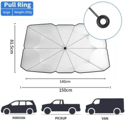 Faltbarer Auto-Windschutzscheiben-Regenschirm – Sonnenschutz zum Schutz des Fahrzeugs