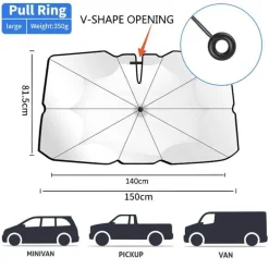 Faltbarer Auto-Windschutzscheiben-Regenschirm – Sonnenschutz zum Schutz des Fahrzeugs