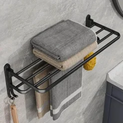 Faltbarer Handtuchhalter aus Aluminium – platzsparender Badezimmer-Organizer