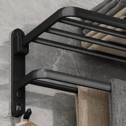 Faltbarer Handtuchhalter aus Aluminium – platzsparender Badezimmer-Organizer