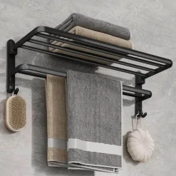 Faltbarer Handtuchhalter aus Aluminium – platzsparender Badezimmer-Organizer