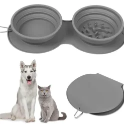 Faltbarer Reise-Futternapf für Haustiere – Doppelter Futternapf für Hunde und Katzen