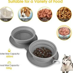 Faltbarer Reise-Futternapf für Haustiere – Doppelter Futternapf für Hunde und Katzen