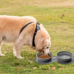 Faltbarer Reise-Futternapf für Haustiere – Doppelter Futternapf für Hunde und Katzen