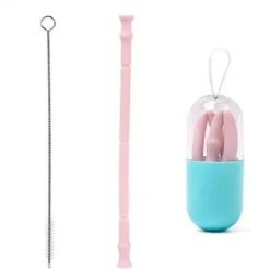 Faltbarer Silikon-Strohhalm – wiederverwendbarer, umweltfreundlicher Trinkhalm