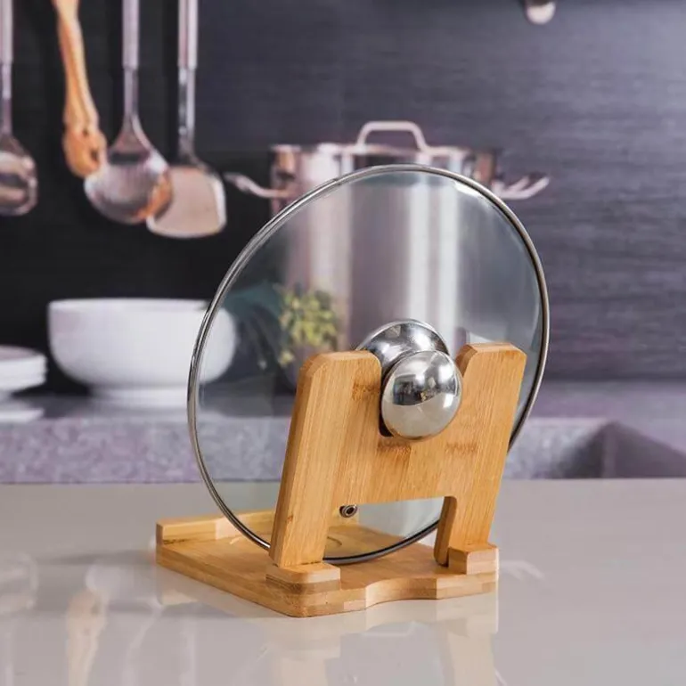 Faltbarer Topfdeckelhalter aus Holz – Schneidebrett-Organizer