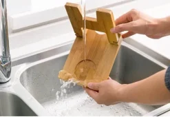 Faltbarer Topfdeckelhalter aus Holz – Schneidebrett-Organizer