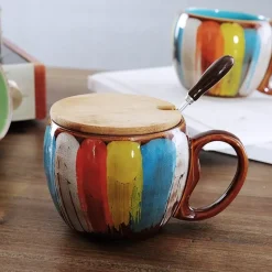 Farbenfrohe handgemachte Kaffeetasse - Sammlerstück