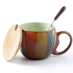 Farbenfrohe handgemachte Kaffeetasse - Sammlerstück