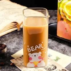 Farbenfroher 400-ml-Kaffeebecher aus Glas – vielseitiges Trinkgeschirr für Milch, Bier, Tee und mehr