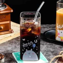 Farbenfroher 400-ml-Kaffeebecher aus Glas – vielseitiges Trinkgeschirr für Milch, Bier, Tee und mehr