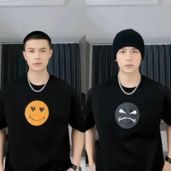 Farbwechselndes Smiley-T-Shirt – Unisex Pailletten-Mood Swing Top