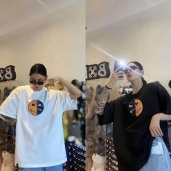 Farbwechselndes Smiley-T-Shirt – Unisex Pailletten-Mood Swing Top