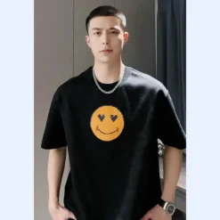 Farbwechselndes Smiley-T-Shirt – Unisex Pailletten-Mood Swing Top